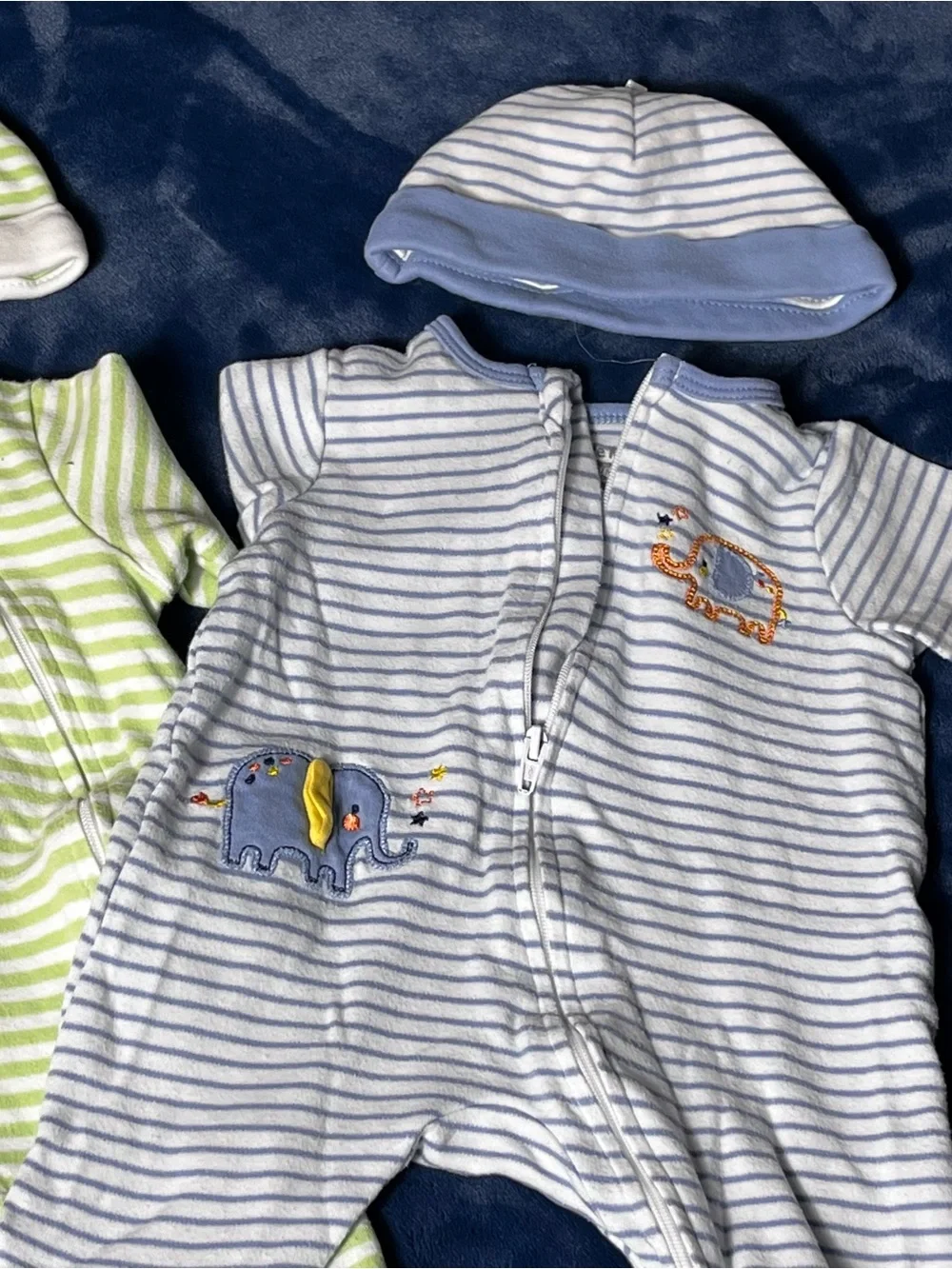 Newborn Footed Outfits With Matching Hats.  Great twin set!!!